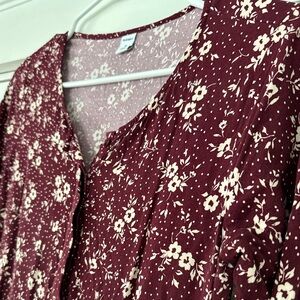 Old Navy Burgundy Floral Maxi Dress